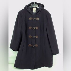 MINT LL Bean Wool Duffel Coat 3X Hooded Toggle Italian Bellandi Blue 284400